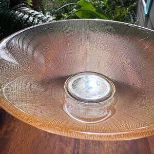 Light Gold Iridised Glass Bowl - 8 Inch Diameter - Vintage/Modern Decor Piece